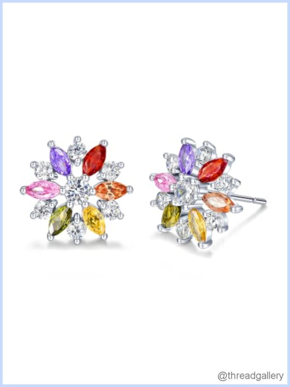 CZ Flower Stud Earrings 18k Rose Gold Plated Gift Box